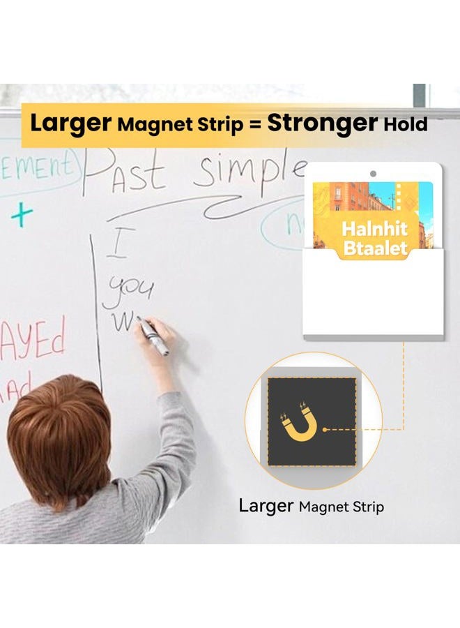 DALTACK 2 Pack Magnetic File Holder, Magnetic Paper Holder for Wall, Magnetic Mail Holder & Hanging Wall File Organizer for Classroom , home, or Office White 2 Pack (With Tabs) - Image 5