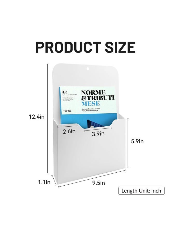 DALTACK 2 Pack Magnetic File Holder, Magnetic Paper Holder for Wall, Magnetic Mail Holder & Hanging Wall File Organizer for Classroom , home, or Office White 2 Pack (With Tabs) - Image 3