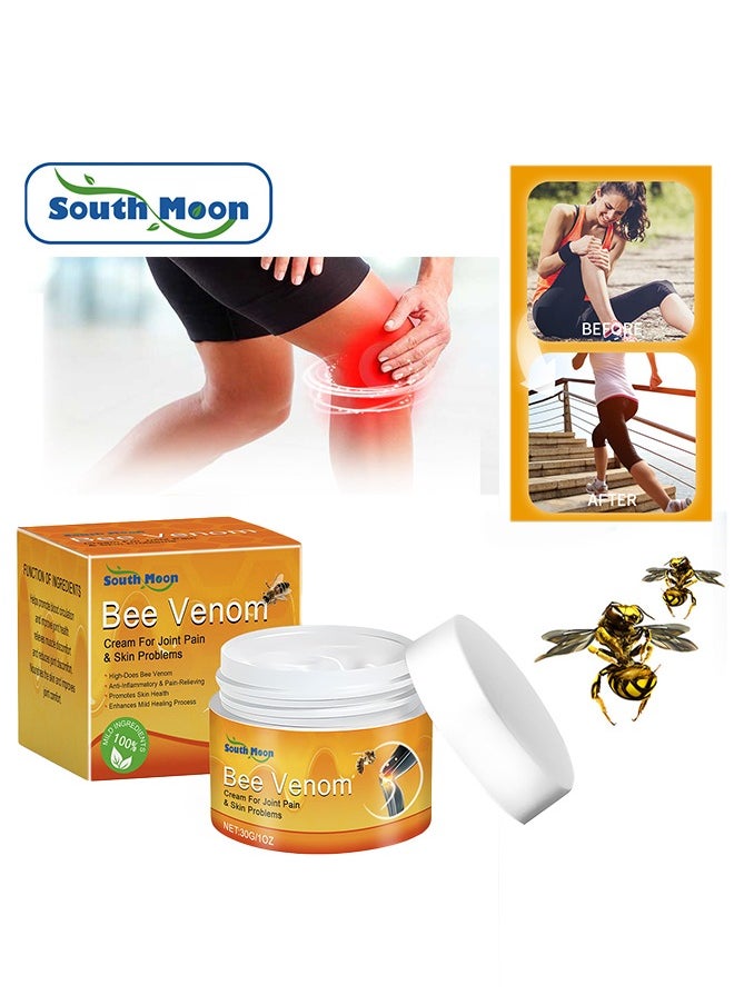 SOUTH MOON Bee Venom Cream For Joint & Skin Problems - Arthritis Ultra Strength Joint Relief Cream Relieve Joint Muscle Pain, Muscle Pain, Leg Swelling, Body Massage and Care Cream 30g  - Image 1