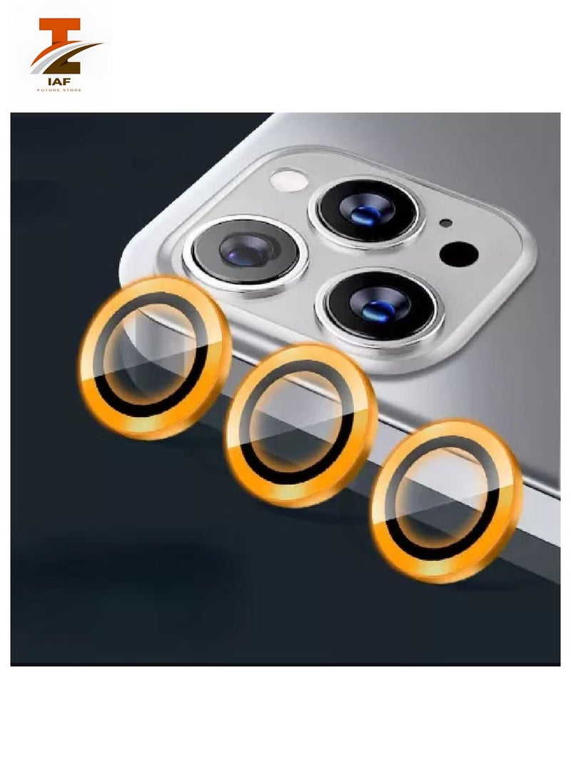 IAF Camera Lens Protector Compatible For iPhone 13 Pro Pro Max Ultra Thin Clear Tempered Glass Metal Cover Orange - Image 1