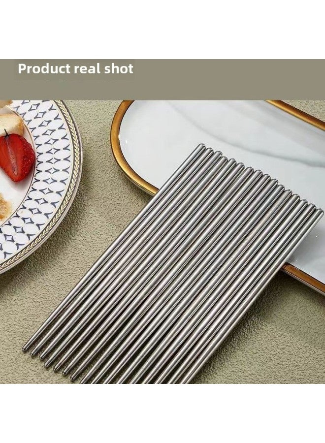 201 Stainless Steel 6 PCT 1923 Thread Chopsticks Household Hollow Non-Slip Household Tableware Suit Mildew-Proof Take-Out Chopsticks-Specifications:23 Square Chopsticks With A Single Round Top And Bottom  - Image 4
