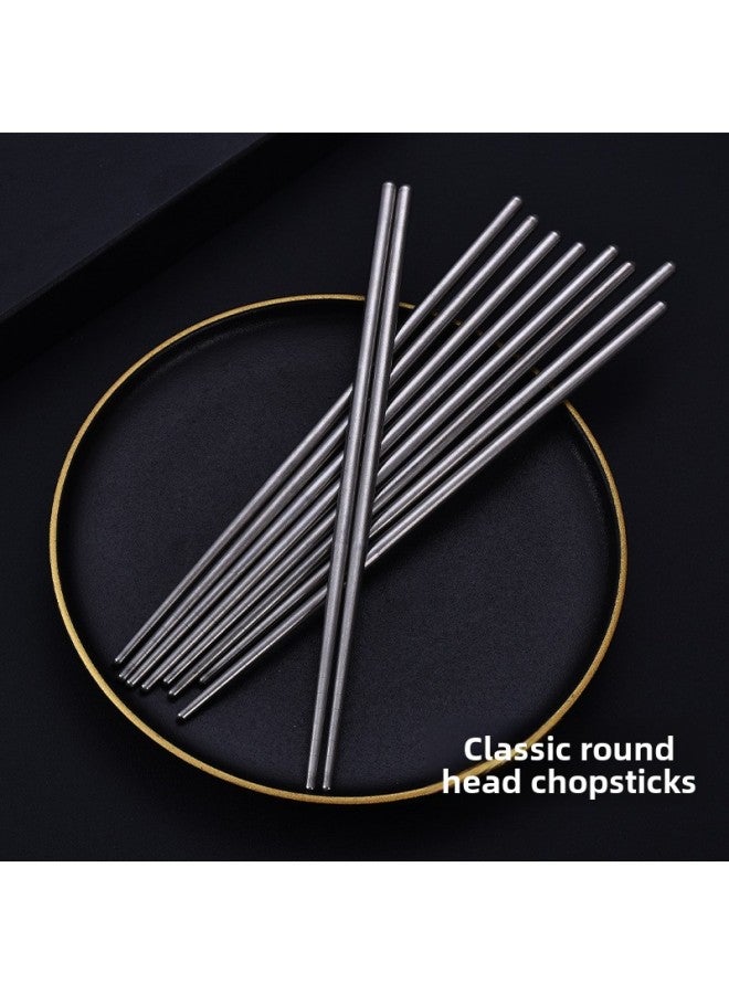 201 Stainless Steel 6 PCT 1923 Thread Chopsticks Household Hollow Non-Slip Household Tableware Suit Mildew-Proof Take-Out Chopsticks-Specifications:23 Square Chopsticks With A Single Round Top And Bottom  - Image 5