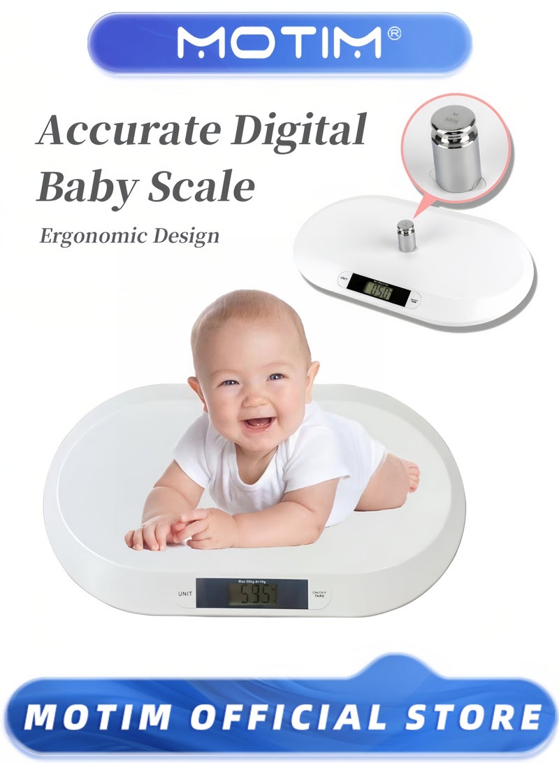 موتيم ميزان أطفال رقمي لقياس الوزن حتى 20 كجم/44 رطل ميزان للأطفال مع شاشة LCD دقة عالية لقياس وزن الأطفال والمولودين الجدد والكلاب الصغيرة والقطط - Image 1