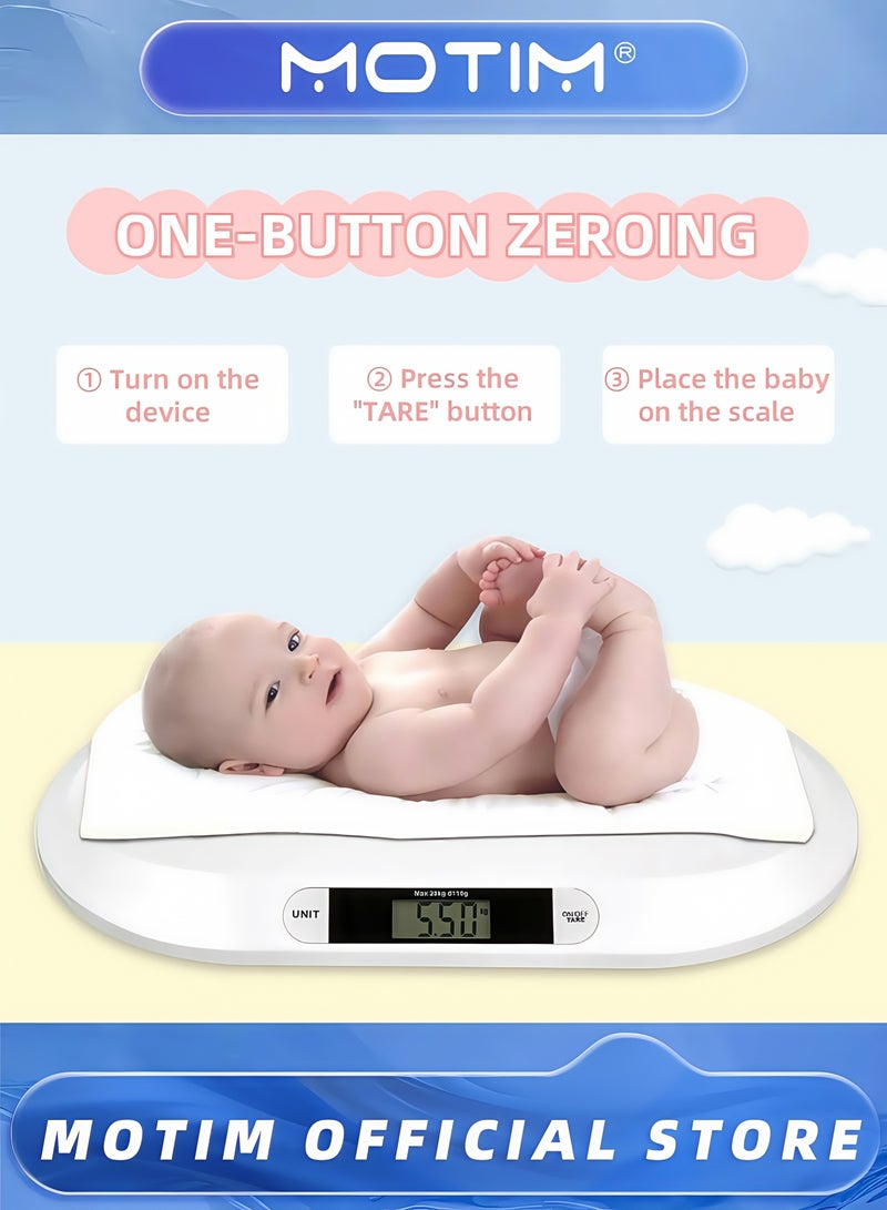 موتيم ميزان أطفال رقمي لقياس الوزن حتى 20 كجم/44 رطل ميزان للأطفال مع شاشة LCD دقة عالية لقياس وزن الأطفال والمولودين الجدد والكلاب الصغيرة والقطط - Image 4