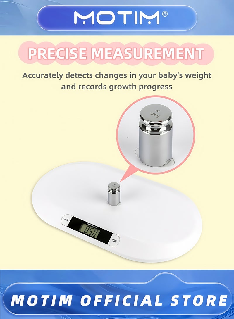 موتيم ميزان أطفال رقمي لقياس الوزن حتى 20 كجم/44 رطل ميزان للأطفال مع شاشة LCD دقة عالية لقياس وزن الأطفال والمولودين الجدد والكلاب الصغيرة والقطط - Image 5