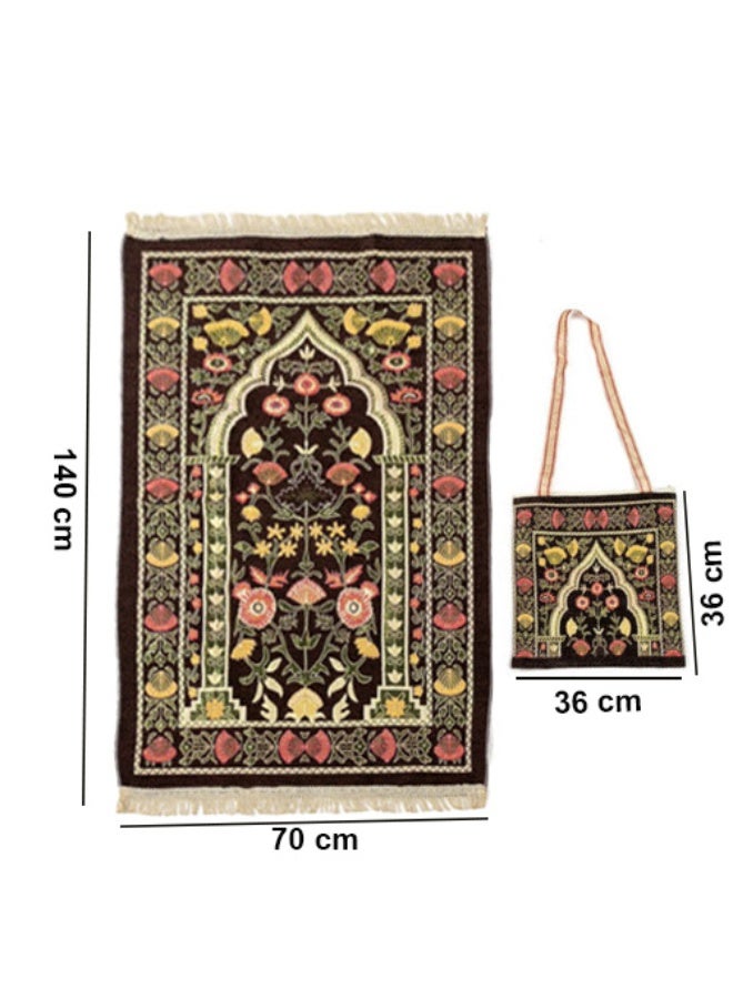 المنزل الذكي هوم سمارت سجادة صلاة تركية عالية الجودة، مضادة للانزلاق، قابلة للحمل، مع حقيبة تخزين، هدية مثالية للصلاة للرجال والنساء، مناسبة للسفر والمنزل والرحلات الخارجية.(بني) - Image 2