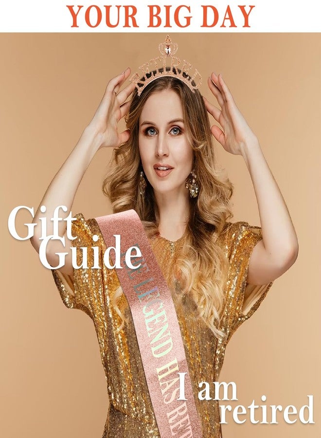 SuPoo Rose Gold Retirement Sash for Women Rhinestone Retired Crown Headband Tiara Retirement Gifts The Legend Has Retired Sash Crown Elegant Retirement Party Decorations Retired Decor - Image 2