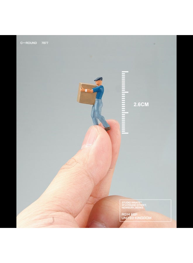 1/64 Scale Miniature Doll Model Toy Handheld Figurine Decorative Scene Prop Sandbox Companion Character-Color:Men With A Cap-Sitting (excluding Chairs)  - Image 3