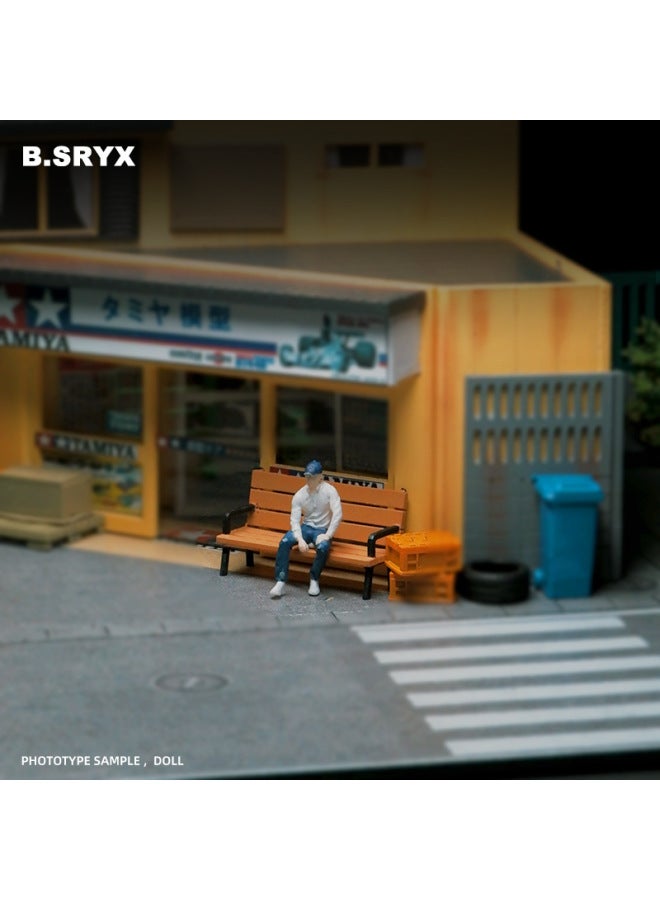 1/64 Scale Miniature Doll Model Toy Handheld Figurine Decorative Scene Prop Sandbox Companion Character-Color:Men With A Cap-Sitting (excluding Chairs)  - Image 1