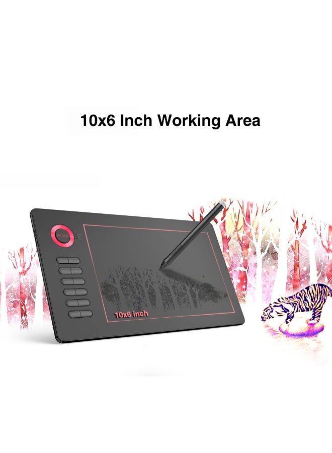 Veikk Drawing Tablet A15 Graphic Tablet 10x6 inches Digital Drawing Tablet with 8192 Induction Levels 5080 LPI Red Button - Image 4