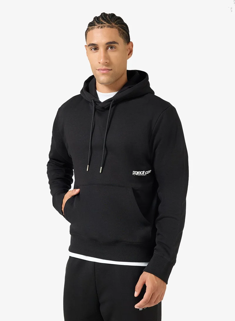 Text Print Pullover Hoodie