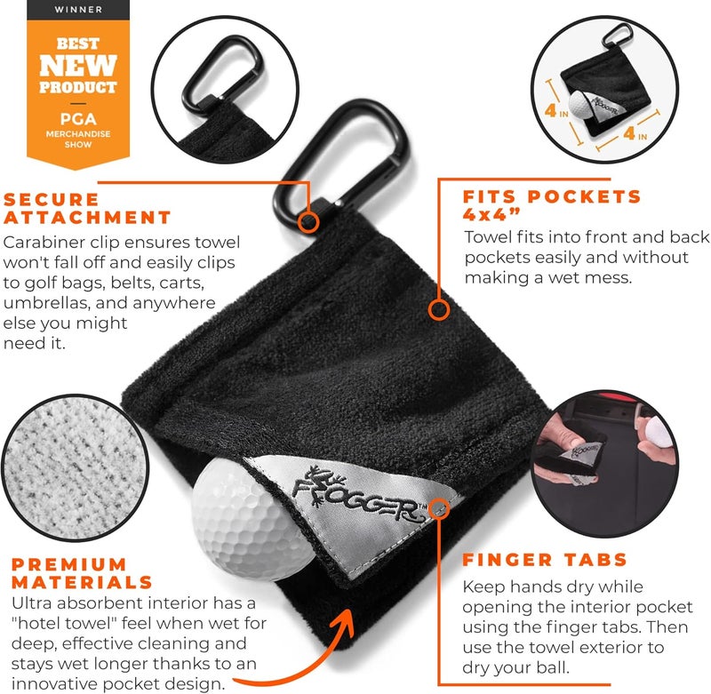 Frogger Golf Amphibian Ball Towel with D Clip - Portable Cleaner for Quick Access and Rapid Dirt Scrubbing - Image 3