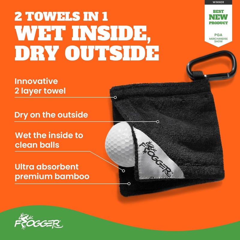 Frogger Golf Amphibian Ball Towel with D Clip - Portable Cleaner for Quick Access and Rapid Dirt Scrubbing - Image 2