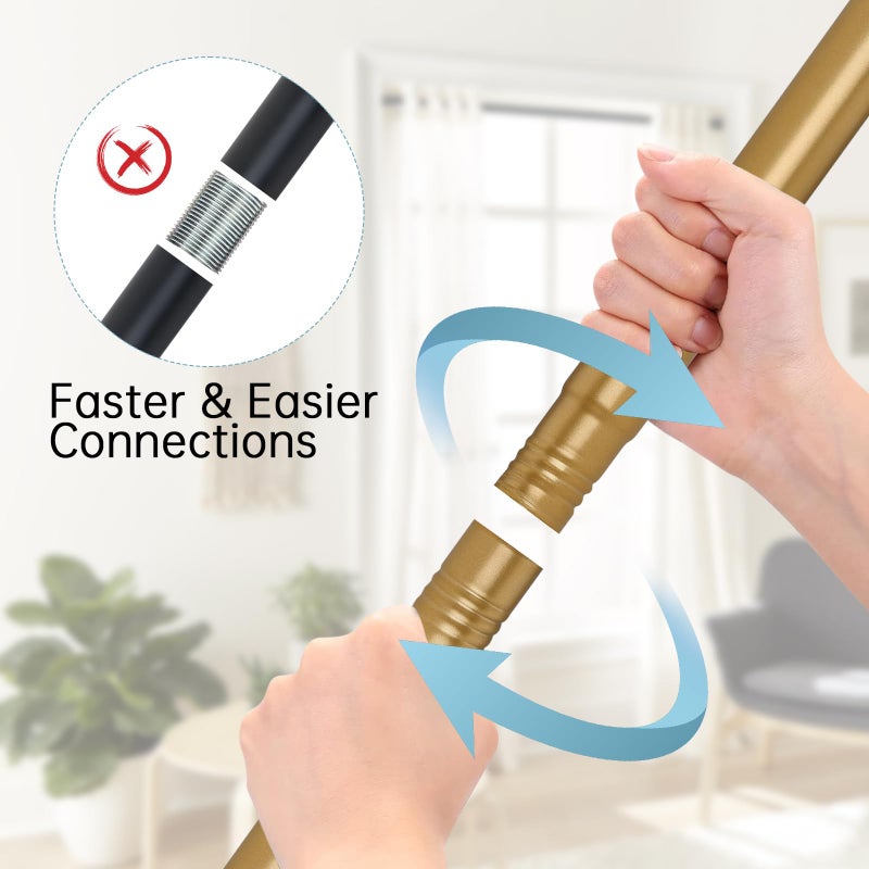 BRIOFOX Shower Curtain Rod Adjustable 18-78 Inch, Stainless Steel Spring Tension Shower Rod No Drilling Non Slip, Sunset Gold - Image 3