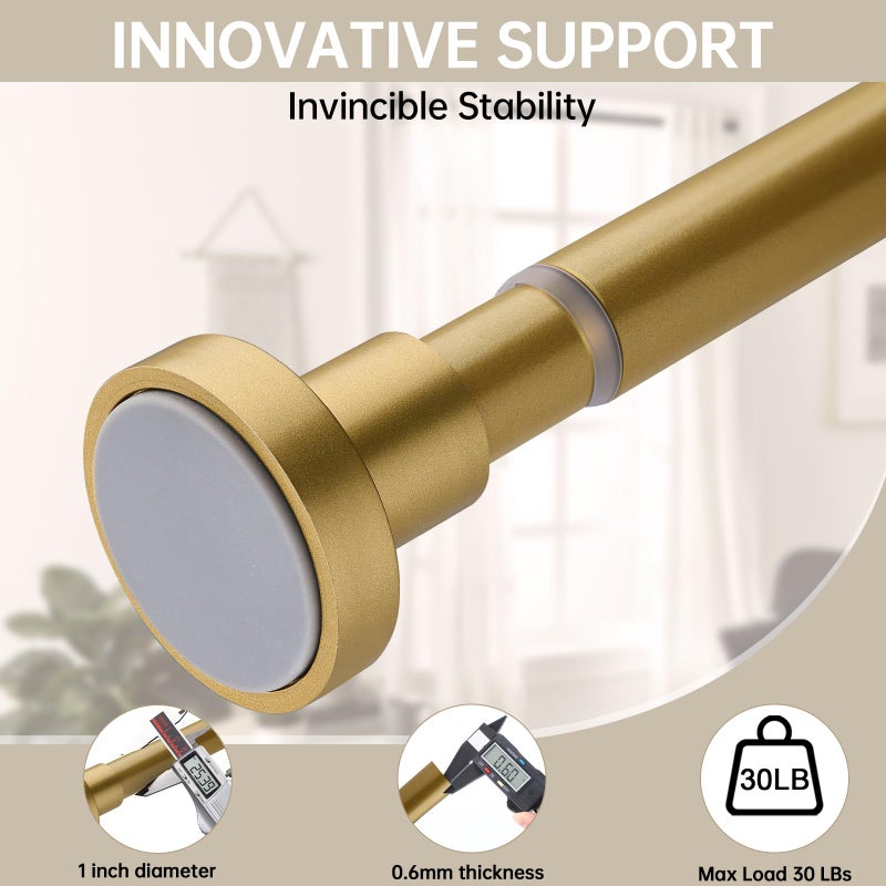 BRIOFOX Shower Curtain Rod Adjustable 18-78 Inch, Stainless Steel Spring Tension Shower Rod No Drilling Non Slip, Sunset Gold - Image 4