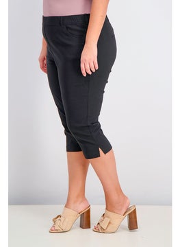 Tchibo Women Pull On Side Slit Capri Pants, Black  - Image 3