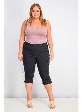Tchibo Women Pull On Side Slit Capri Pants, Black  - Image 4