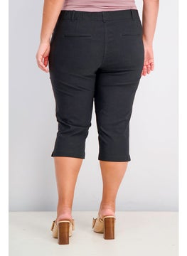 Tchibo Women Pull On Side Slit Capri Pants, Black  - Image 2