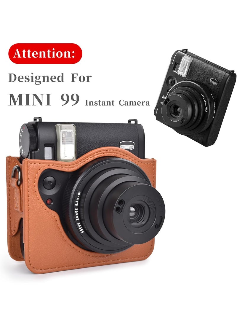Rieibi Rieibi Camera Case for Instax Mini 99  PU Leather Protective Case for Fujifilm Instax Mini 99 Instant Camera  Removable Case with Shoulder Strap Velcro fastener  brown  - Image 2