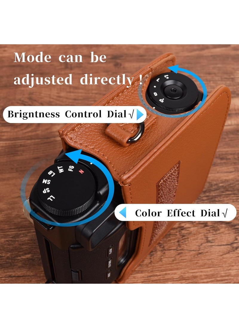 Rieibi Rieibi Camera Case for Instax Mini 99  PU Leather Protective Case for Fujifilm Instax Mini 99 Instant Camera  Removable Case with Shoulder Strap Velcro fastener  brown  - Image 5