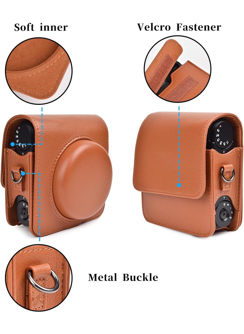 Rieibi Rieibi Camera Case for Instax Mini 99  PU Leather Protective Case for Fujifilm Instax Mini 99 Instant Camera  Removable Case with Shoulder Strap Velcro fastener  brown  - Image 4
