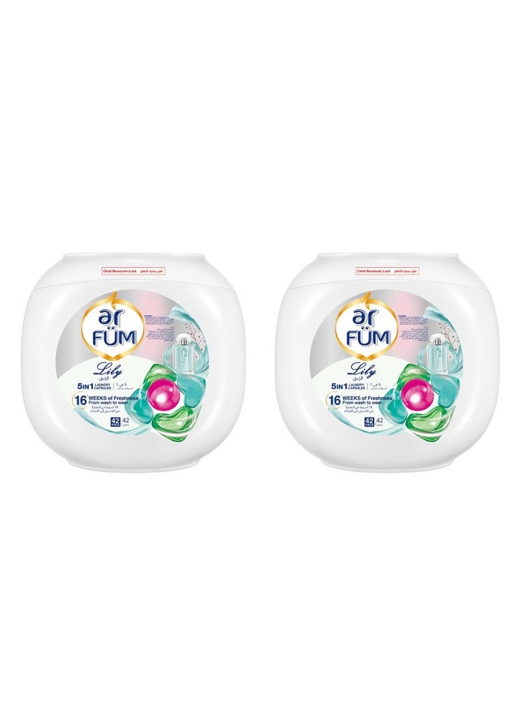 Ar Fum 5 In 1 Laundry Detergent Capsules Lily 2 x 42 Pods
