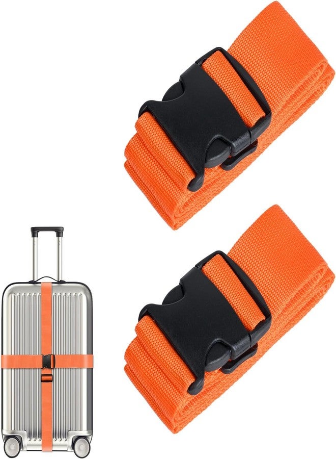 VRT Travel Luggage Strap - Durable Nylon Suitcase Belt with Quick Release Buckle, Adjustable to Fit All Trolley Bags (Pack of 2) (Orange) (4.3 Meter) (Durable & Secure) - Image 1