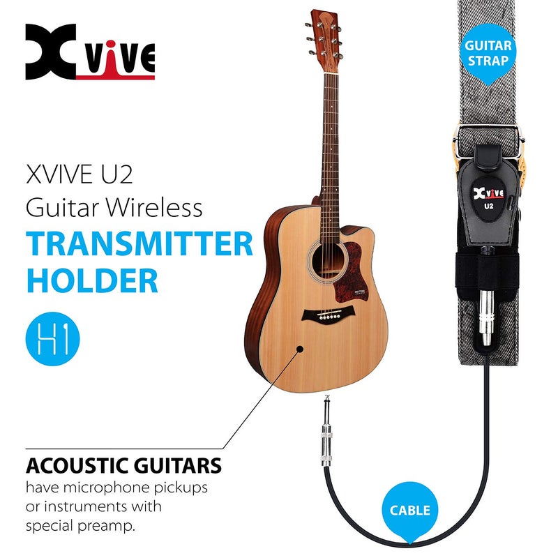 Xvive Xvive U2 Guitar Wireless Transmitter Holder,Upgrade 1/4 Cable Compatible Others Transmitter  - Image 5
