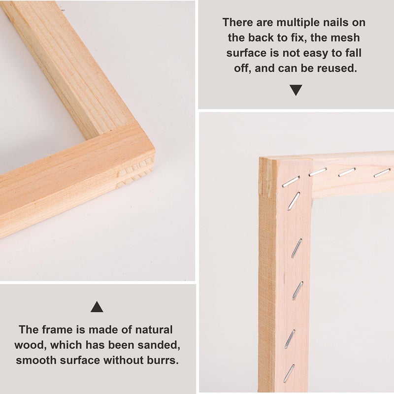 Pllieay 26Pcs Screen Printing Starter kit, 3 Different Size Wood Silk Screen Printing Frames with 110 Mesh, Screen Printing Squeegees, Inkjet Transparency Film, Ink Knife, Mask Tape, Fine Glitter - Image 4