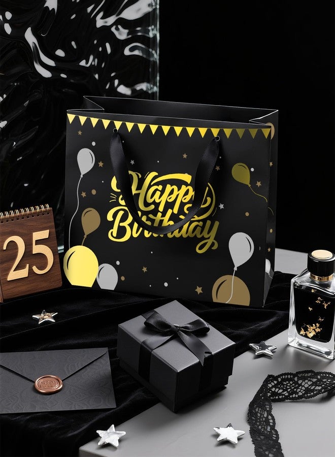 Ginkgo Black Birthday Gift Bag for Men – 12.5 Inch Medium Size with Tissue Paper and Greeting Card – Perfect for Boyfriend, Husband or Dad (1 Piece, Foil Stamping - Image 5