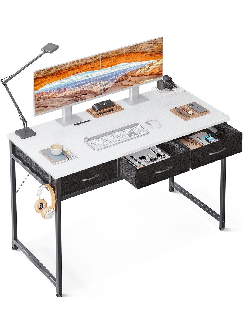ADEBOLA Computer Table With 3 Fabric Drawers And Iron Headphone Hook 110X53X78 Cm  - Image 1