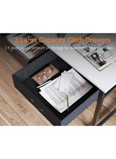 ADEBOLA Computer Table With 3 Fabric Drawers And Iron Headphone Hook 110X53X78 Cm  - Image 3