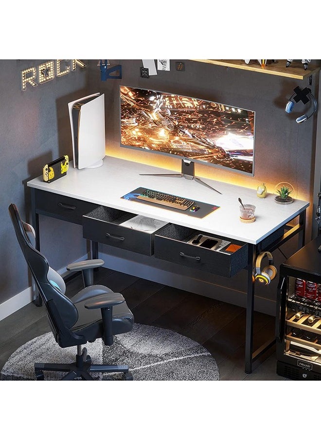 ADEBOLA Computer Table With 3 Fabric Drawers And Iron Headphone Hook 110X53X78 Cm  - Image 2