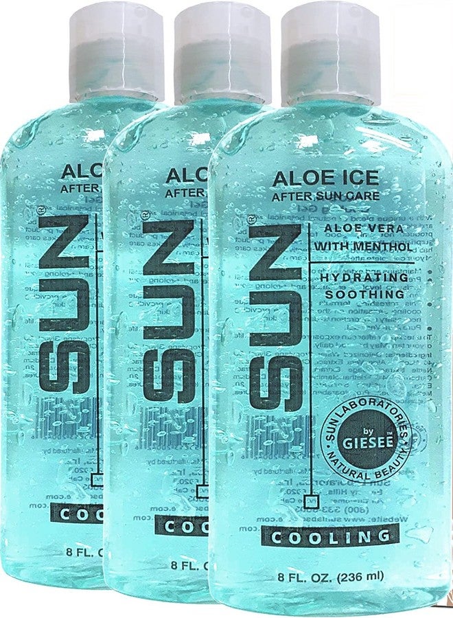 Sun Laboratories by Giesee Sun Laboratories Aloe Ice Gel 3-Pack 8 fl. oz. Bottles - Organic Aloe Vera Gel - Pure and Natural After Sun Care, Sunburn Relief, Soothing Sun Cream - Aloe Vera for Burns - Image 1