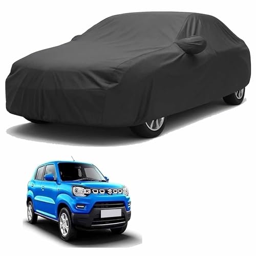 Sulfar 100% Water Resistant Car Body Cover Compatible with Mirror for Maruti Suzuki S-presso (Triple Stitched, Full Bottom Elastic, Dark Grey) - Image 1
