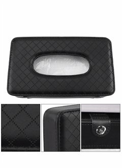 Generic Car Tissue Holder, PU Leather Sun Visor Napkin Clip, Hanging Backseat Tissue Box, Car Tissue Dispenser, Black  - Image 5
