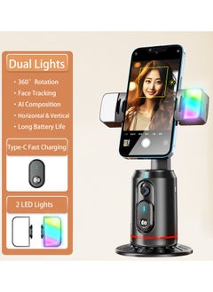 Auto Face Tracking Tripod, 360° Rotation Auto Tracking Phone Holder Body Track Camera Mount with Remote, No App, Gesture Control, Moving Tripod for Vlog Live Streaming Video Recording Tiktok
