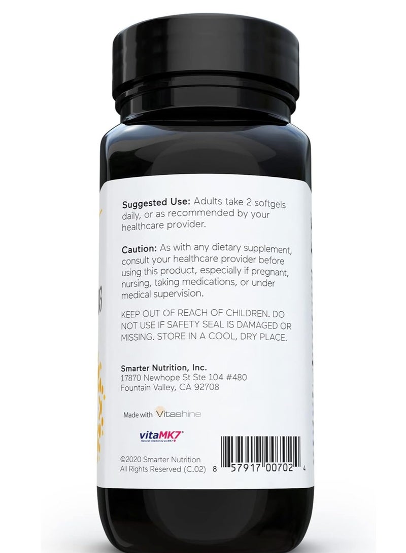 SMARTERNUTRITION Vitamin D3 with Vegan K2-5000 IU for Immune Support, Bone Health 60 Count - Image 3