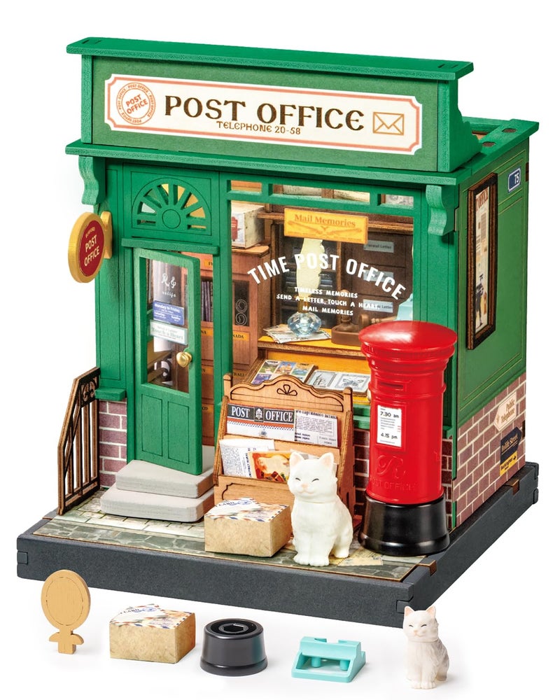 Rolife DIY Mini Building House Miniature Kit-Century Post Office, Miniature Lifestyle Mini Bookshelf Decoration, DIY Hobbies/Gifts for Craftsman (Century Post Office) - Image 1