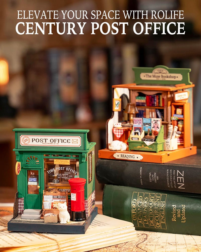 Rolife DIY Mini Building House Miniature Kit-Century Post Office, Miniature Lifestyle Mini Bookshelf Decoration, DIY Hobbies/Gifts for Craftsman (Century Post Office) - Image 4