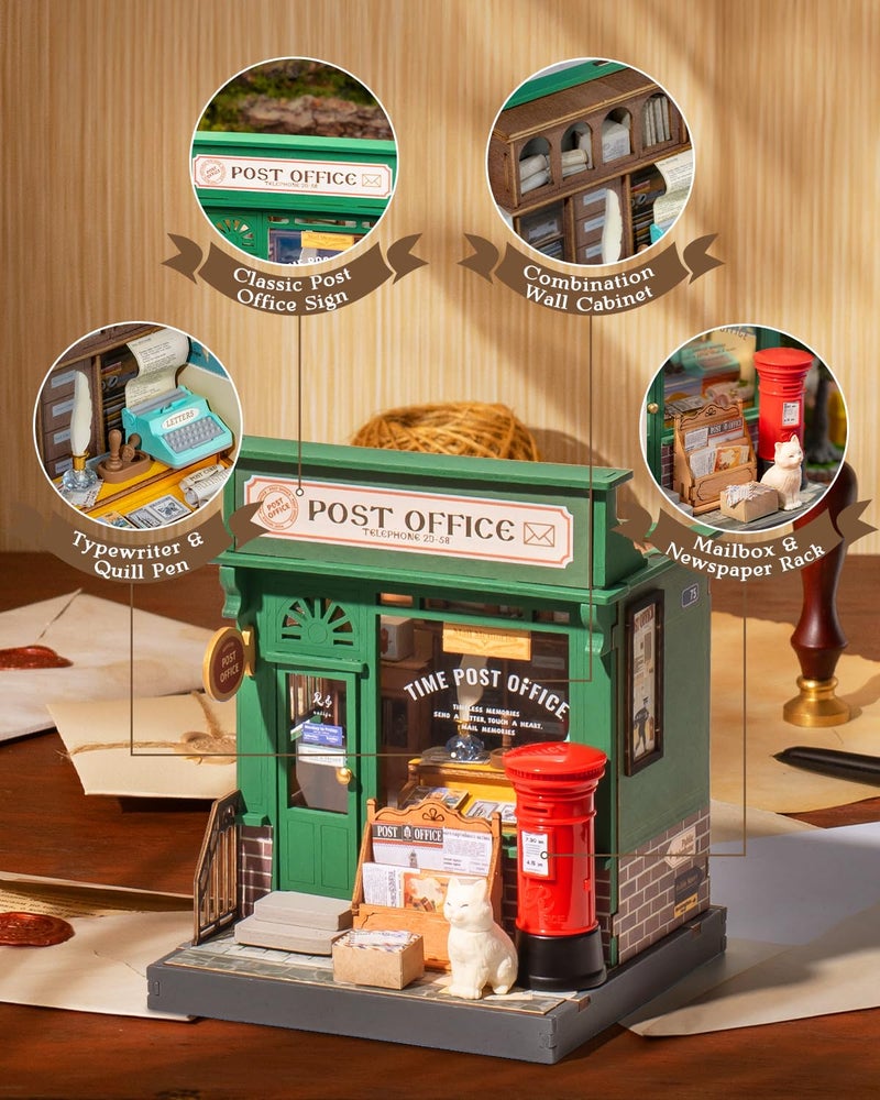 Rolife DIY Mini Building House Miniature Kit-Century Post Office, Miniature Lifestyle Mini Bookshelf Decoration, DIY Hobbies/Gifts for Craftsman (Century Post Office) - Image 3