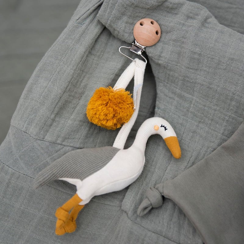 Trixie Heron Pram Toy with Wooden Clip and Pom Pom - Image 2