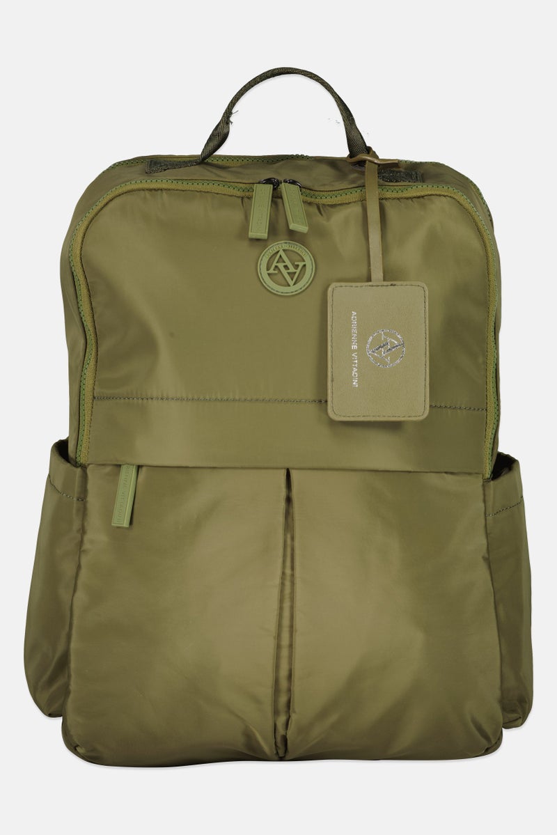 ADRIENNE VITTADINI Women Brand Logo Backpack With Card Holder, Olive - Image 1