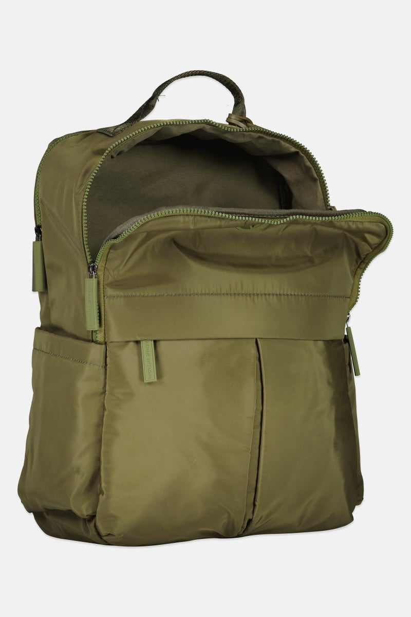 ADRIENNE VITTADINI Women Brand Logo Backpack With Card Holder, Olive - Image 3