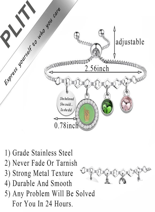 PLITI Sorority Sister Gift: She Believed She Could So She Did Pink & Green Bracelet - Image 2