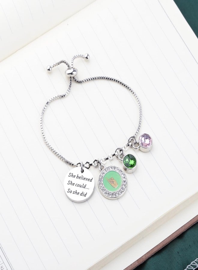 PLITI Sorority Sister Gift: She Believed She Could So She Did Pink & Green Bracelet - Image 5