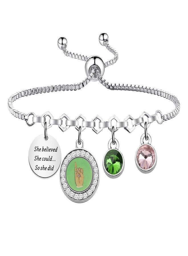 PLITI Sorority Sister Gift: She Believed She Could So She Did Pink & Green Bracelet - Image 1