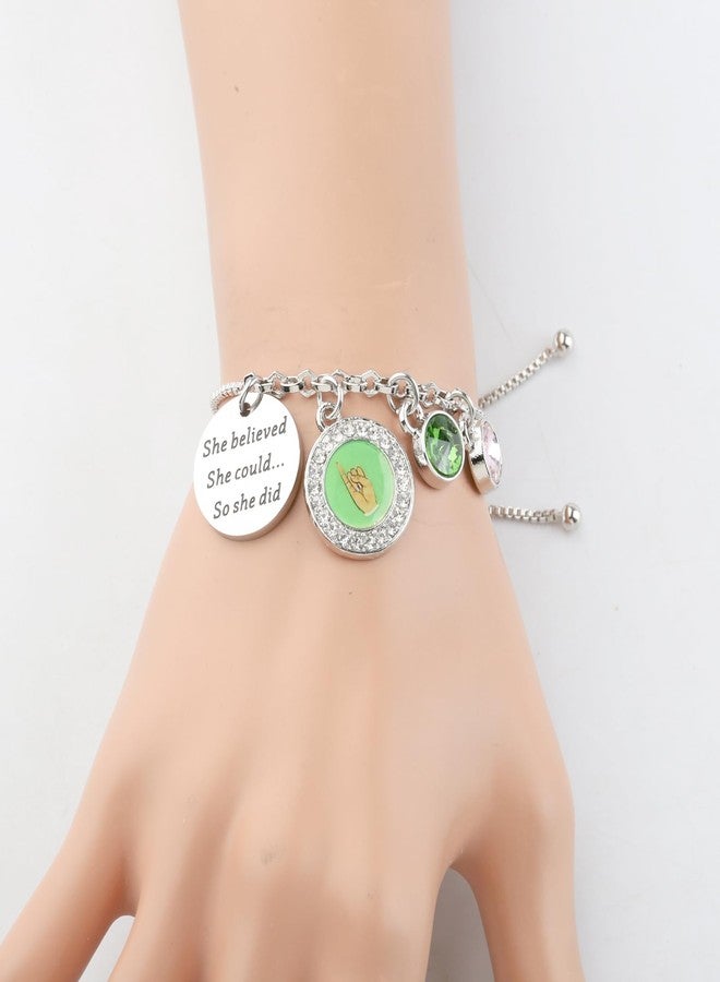 PLITI Sorority Sister Gift: She Believed She Could So She Did Pink & Green Bracelet - Image 4