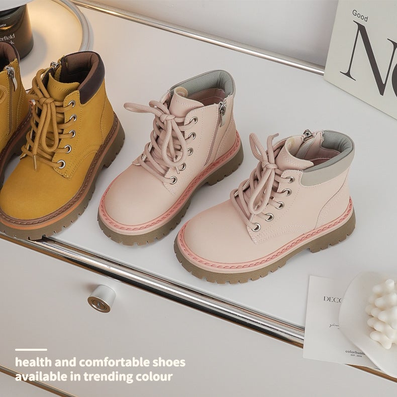 ins Niche Children's Shoes [Outdoor Martin Boots] Spring and Autumn New Men's and Women's Big Children's High-Top Chelsea Children's Leather Boots - Image 5