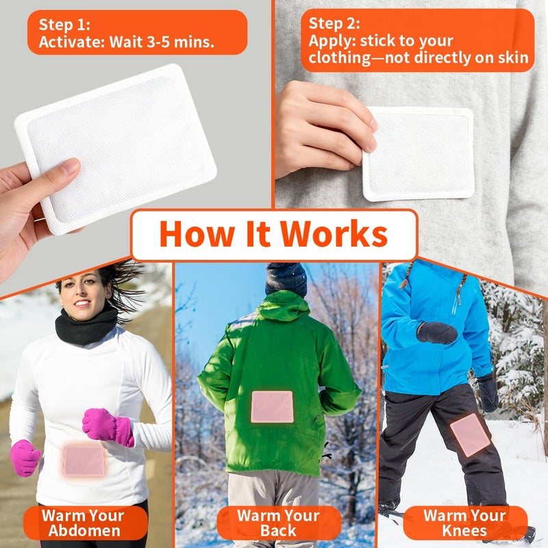 Maebho 40pcs Body Warmers with Adhesive - Hot Warmers Heat Up to 12 Hours- Warmer Patch Disposable Single Use for Hands, Toes and Body - Large Size (40) - Image 3
